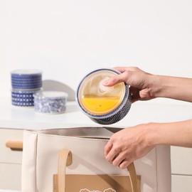 Selamica Ceramic Bowls with Lids,14 OZ Small Serving Bowls with Lids for Lunch Picnic Microwave Safe, 5 Inch Kitchen Food Storage Bowls Set of 4 for Prep, Salad, Pasta, Cereal, Vintage Blue