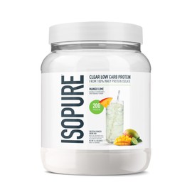 Isopure Clear Whey Isolate Protein Powder, Lactose Free, Gluten Free, Naturally Flavored, Mango Lime, 20g Protein Per Serving, 14.1 Oz, 16 Servings (Packaging May Vary)