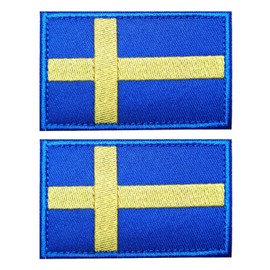 EmWoot 2PCS Sweden Flag Patch Embroidered Morale Patch Military Tactical Patches Hook and Loop