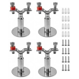 QWORK Adjustable Stainless Steel Pipe Support Bracket Kit - Compatible with 1" Pipes - Wall and Ceiling Mounting Options - includes 4 Support Brackets, Screws, and Anchors