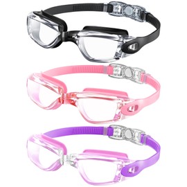NSSIW Swimming-Goggles-for-Kids 8-14 Kids-Goggles-Swimming: No Leak Anti Fog with UV400 and Ultra-wide Field of View 3 Pack