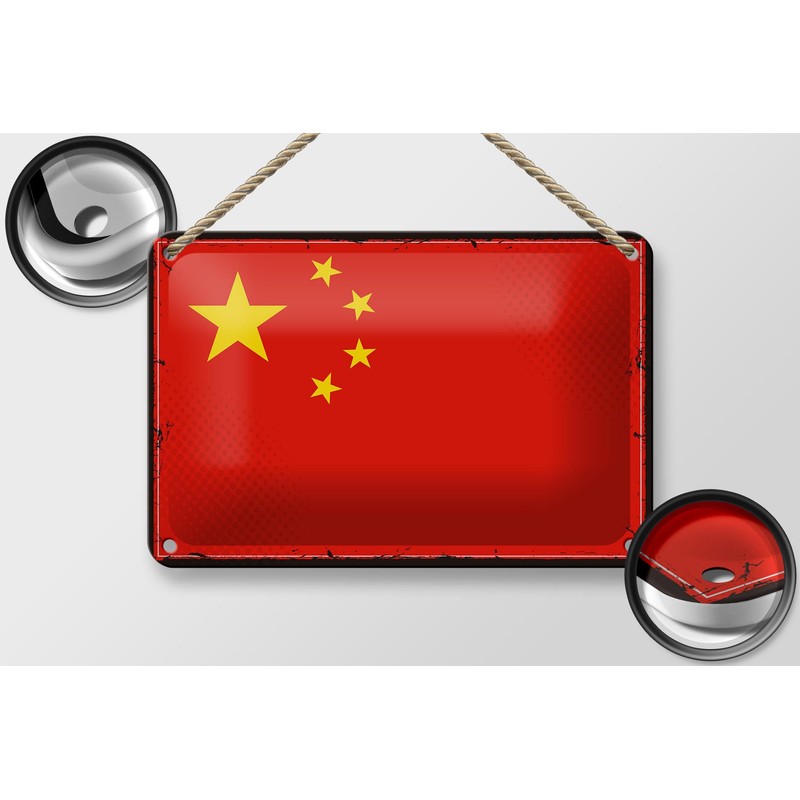 Tin Sign Flag China 18 x 12 cm Retro Flag