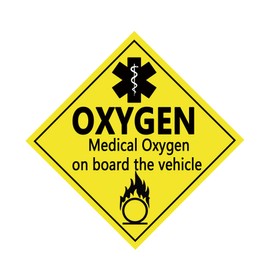 10 Pcs Medical Oxygen On Board The Vehicle 100x100 mm Warning Sign Caution Oxygen safety sign Self adhesive sticker
