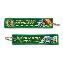 Traffic Group Keyring Civil Guard Police of Spain Green Embroidered Shield Army of Land and Civil Guard, green, 14.5 x 3cm