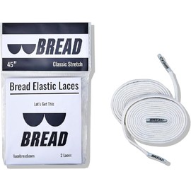 Bread Elastic Shoelaces – Tie Once, Slip On – Stretch Shoelaces That Look Real for Sneakers, Boots & Everyday Wear, Cloud White, 54"