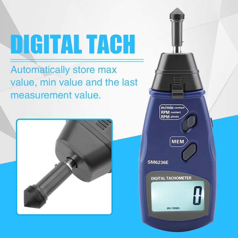 Digital Tachometer Rotation Meter 5 Digits 18mm LCD Tester with