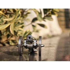 Mini Napoleon Cannon Model, 304 Stainless Steel & Wood, Vintage Desktop Ornament, Handcrafted Collection, Christmas Birthday Gift for Men (Full Stainless Steel)