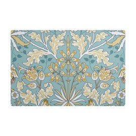 Coffee Mat Coffee Bar Mat Coffee Maker Mat for Countertops Coffee Machine Mat Leather Absorbent Drying Mat for Kitchen Counter Coffee Bar Accessories Coffee Bar Decor 18" X 12" Floral Light Blue