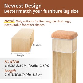 24 Pcs Rectangle Clear Felt Chair Leg Floor Protectors for Hardwood Floors, Rectangle Silicone Chair Leg Caps, Chair Leg Covers Cups for Chair Table, Felt Furniture Pads (Fit L :0.6-0.8", W: 0.9-1.3")