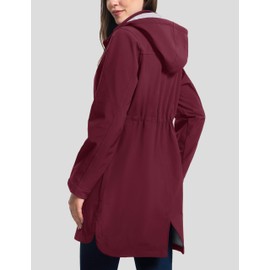 MAGCOMSEN Long Rain Jacket for Women Waterproof Lined Softshell Ladies Winter Jackets Lightweight Windbreaker Burgundy XL