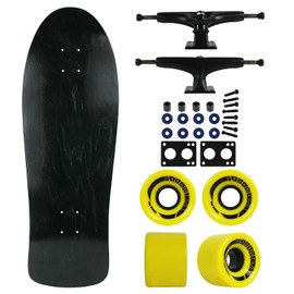 Moose Old School Skateboard 30" Stain Black, 7" Black Trucks, 59mm Yellow Wheels