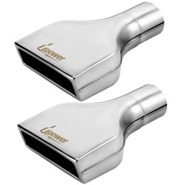 Upower 2PCS Exhaust Tip 2.5" Inlet 2" x 6" Outlet 10" Long Rolled Rectangle Exhaust Tailpipe Tips 304 Stainless Steel Polished Diesel Pipe Weld On