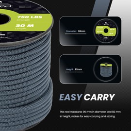 Abma Cord 4mm Paracord 750lb 30M 100% Nylon Rope 11 Strands Type IV Military Grade Parachute Cord for DIY, Camping, Survival, Outdoor - Max. 340kg - Navy Blue