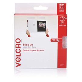 Velcro Stick On Loop Only Tape, 25 mm x 5 Metre Size, White