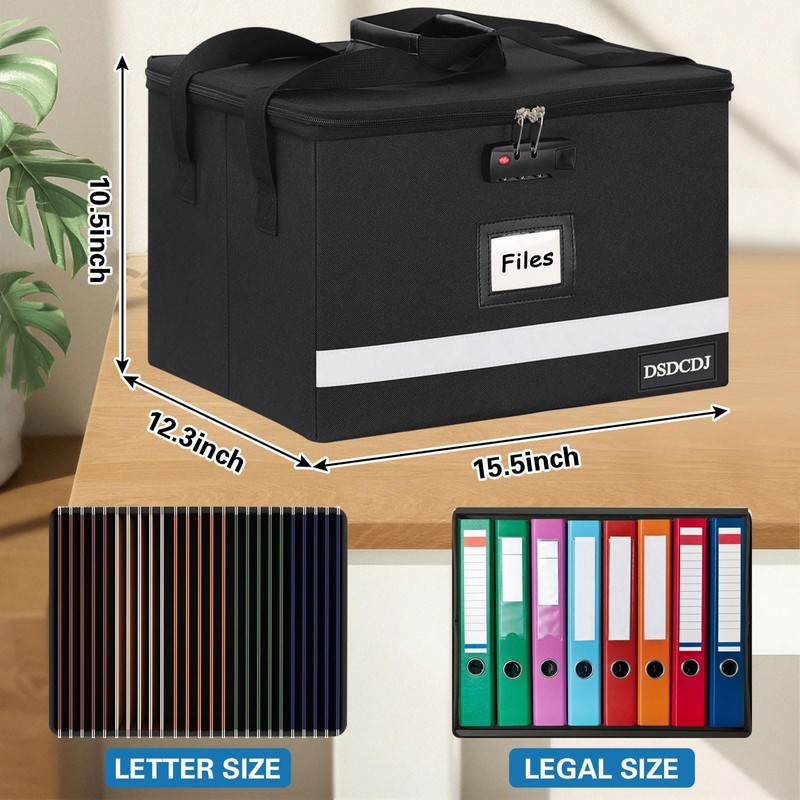 DSDCDJ File Box with Lock - Portable File Organizer Box