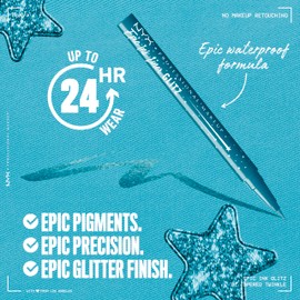 NYX PROFESSIONAL MAKEUP Epic Ink Glitz Liner, Waterproof Metallic Liquid Eyeliner with Vegan Formula - Tapered Twinkle (Shimmer Teal Blue)