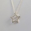 Sterling Silver Tiny Star Outline Charm Pendant Necklace,18"