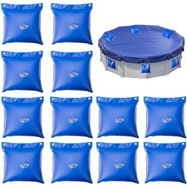 12 Pack Pool Water Bags,Swimming Pool Cover Hanging Bag,Sturdy 0.4 mm PVC Pool Cover Weights,Winter Pool Bags for Closing Kit,Heavy-Duty Winter Water Tube Wall Bags for Above Ground Winter Pool Cover