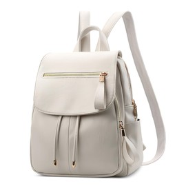DORRISO Elegant Women's Small Backpack Lightweight PU Leather School Backpacks Classic Cute Daypack for Travel Casual Holiday Daily Outdoor Women Waterproof Backpack, White, Backpack