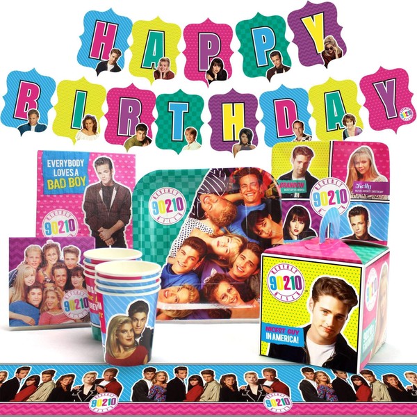 Beverly Hills 90210 Party Supplies (Deluxe Pack), 90's Party Decorations and Supplies, 90s Birthday Party Pack