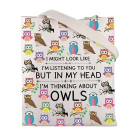 BNQL Owl Tote Bag Owl Gifts for Owl Lovers Owl Canvas Tote Bag Cute Owl Gifts Owl Bird Gift Owl Shoulder Shopping Travel Bag (Owl Tote Bag)