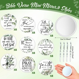 GlikCeil 54 Pcs Christian Compact Mirrors Bulk Christian Gifts for Women Inspirational Bible Verse Mini Pocket Makeup Mirror for Coworkers Employees Staff Volunteers Church Party Favors Sunday School
