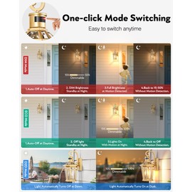 OPAXIS Motion Sensor Front Porch Light, Gold Outdoor Light Fixture Wall Mount, Outdoor Wall Lantern Sconce Light with Beveled Glass, Waterproof Carriage Lights Exterior, Coach Lights for Garage, Patio