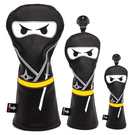 Golf Club Headcovers Ninja Golf Wood Covers Set Golf Driver Covers Fairway Wood Utility Hybrid Headcovers Premium Leather for Women Men (DR+FW+UT(3pcs)