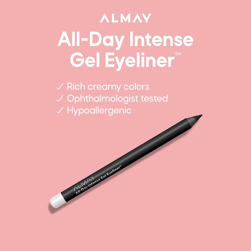Almay Gel Eyeliner, Waterproof, Fade-Proof Eye Makeup, Easy-to-Sharpen Liner Pencil,