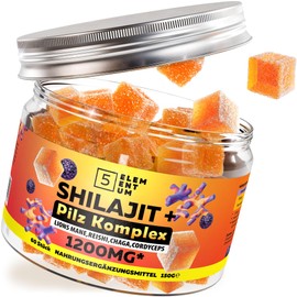 Natural Shilajit Gummibärchen 1200MG - Premium Pilz-Komplex mit Löwenmähne, Reishi, Chaga & Cordyceps - Shilajit aus dem Himalaja für Energie & Vitalität - 60 Stück