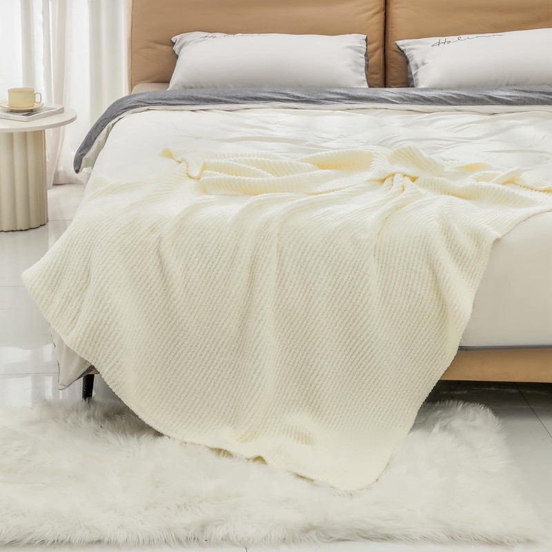 bearberry Super Soft Fluffy Throw Blanket 3D Ribbed Lightweight Cozy