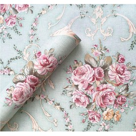 Vintage Floral Adhesive Paper Vinyl Shelf Liner Peel Stick Dresser Drawer Sticker Home Deco 17.7inch by 118inch (Multi-Flower3)