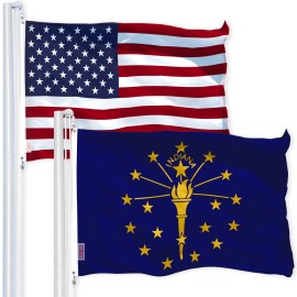 G128 Combo Pack: American USA Flag 3x5 Ft & Indiana IN State Flag 3x5 Ft