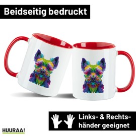 Huuraa Tea Cup Yorkshire Terrier Colourful Gift 330 ml Red Yorkshire Terrier Present