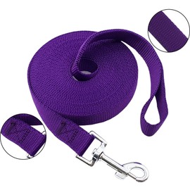 Nylon Training Dog Leash for Small Medium Large Dogs, 15ft 20ft 30ft 50ft Long Leash Dog/Puppy Lead for Obedience Recall Training, Camping (1" x 15ft, Purple)