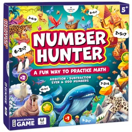 Number Hunter Math Board Game – Addition & Subtraction Adventure for Kids Ages 4-8 – Fun Educational STEM Game for Kindergarten, 1st-3rd Grade, Homeschool & Family Game Night