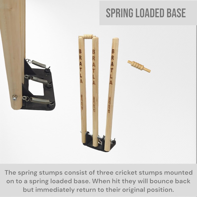 CBB Cricket Spring Return Stumps Wickets Metal Base Multi Surface