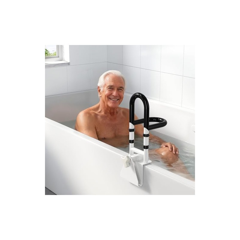 Adjustable Bathtub Safety Rail with Double Grip, 14–18 Inch Height