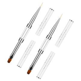Thinp Double Ended Gel Builder Brush - 2 Pcs, Hard Gel Nails Art Design, White