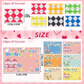 ORNACELE 30 PACK Valentines Day Gifts for Kids, 4 Color Snake Cube Puzzle Twist Toys with Valentines Gift Cards for Boys Girl School Classroom Exchange Prize, Valentines Party Favors Toys
