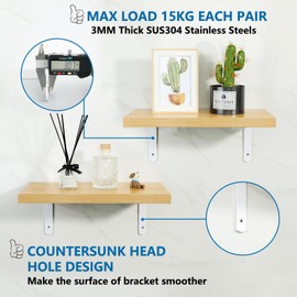 Mooche 8PCS White Shelf Brackets 150mm, Metal L Bracket for Shelves, Wall Mounted Shelf Supports Brace Heavy Duty for Living Room Kitchen Office