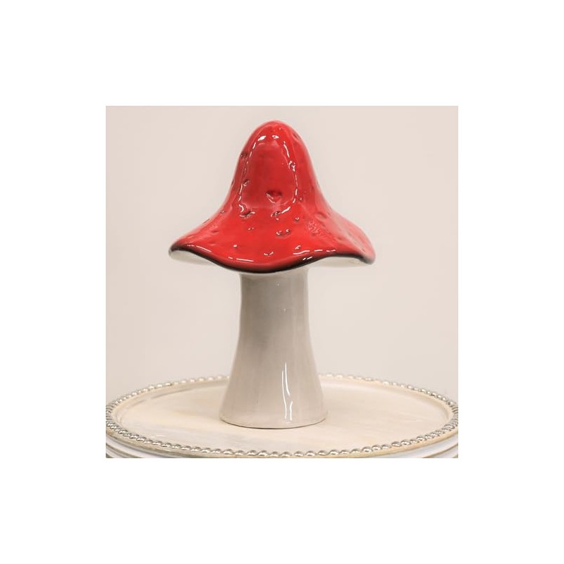 Fyne-Finds Ceramic Mushroom Autumn Fall Toadstool Red & White Painted