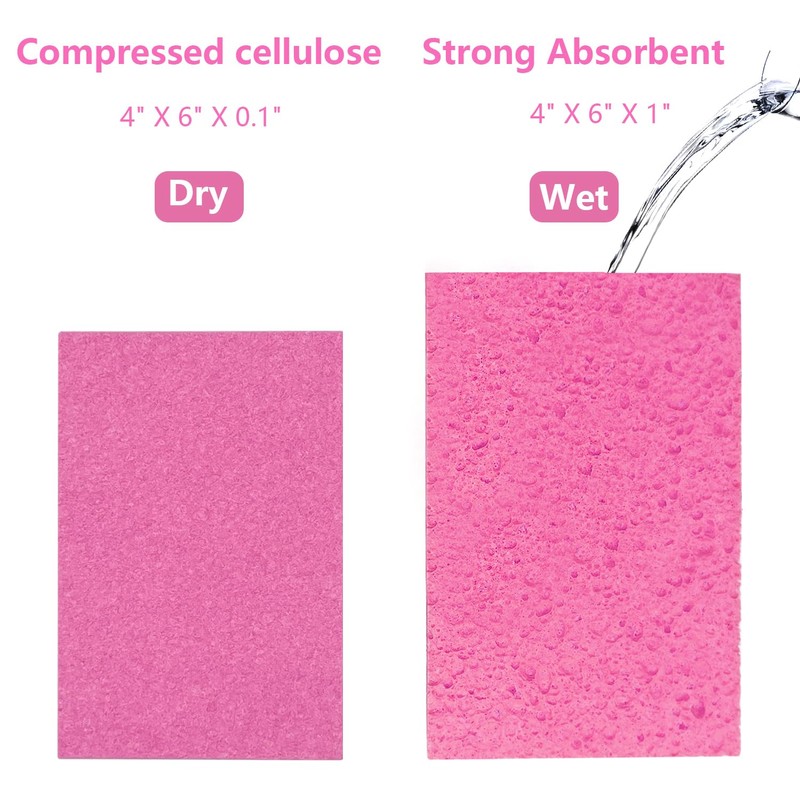 Cellulose Sponges, Large Size 4" x 6" x 1" -