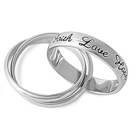 Sterling Silver Faith Hope Love Ring Triple Interlocking Purity Band Size 10
