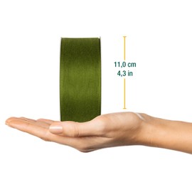 Halbach Seidenbänder Gift Ribbon Width 40 mm Length 25 m Ribbon Made in Germany Gift Ribbons in a Variety of Colours and Widths Perfect for Packaging and Decorating, Colour: Moss Green