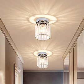 2 Pack Mini Semi Flush Mount Ceiling Light Fixture with Clear Shade, Modern Crystal Ceiling Lamp Indoor Close to Ceiling Light Fixtures for Hallway Entryway Dining Room Bedroom Kitchen Living Room