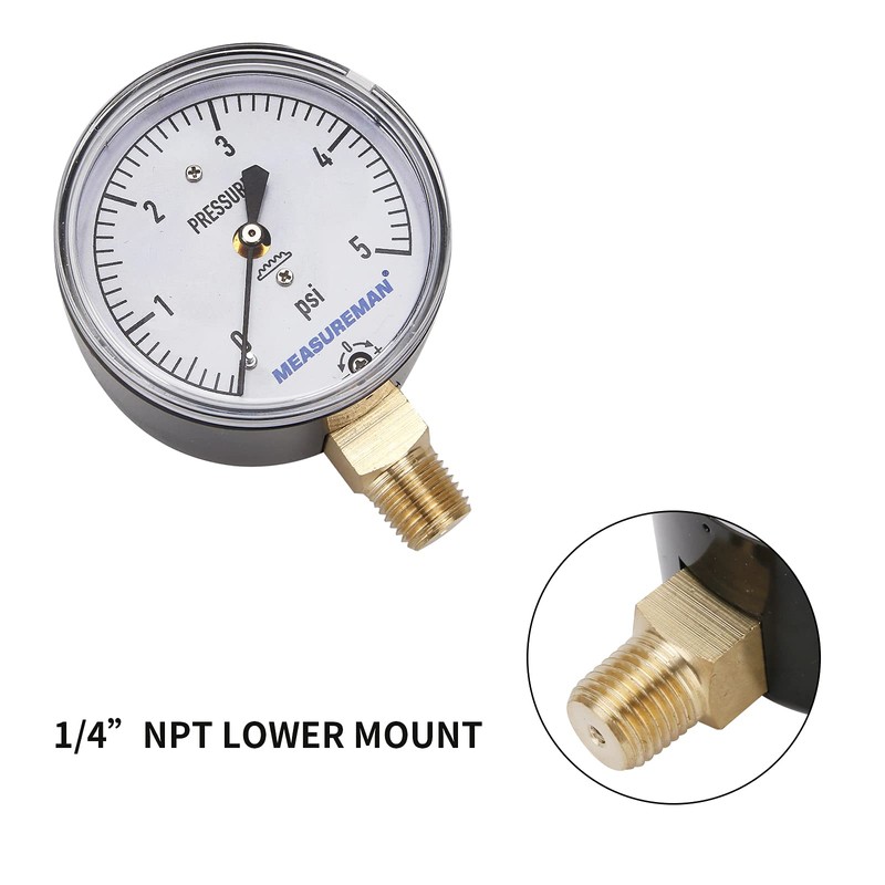 MEASUREMAN Diaphragm Type Capsule Low Pressure Gauge, 2-1/2" Dial, 1/4"