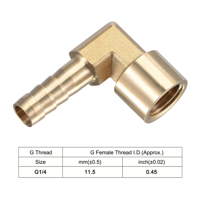 sourcing map Brass Hose Barb Fitting Elbow, 8mm Barbed x