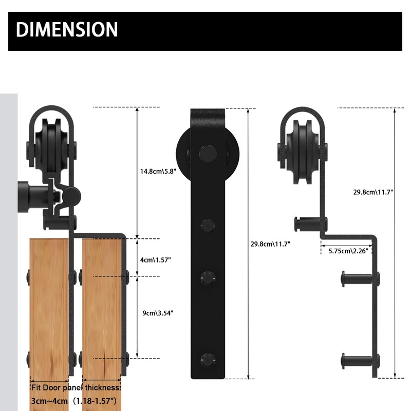 CCJH 4-20FT Bypass Sliding Barn Door Hardware Kit Single Track