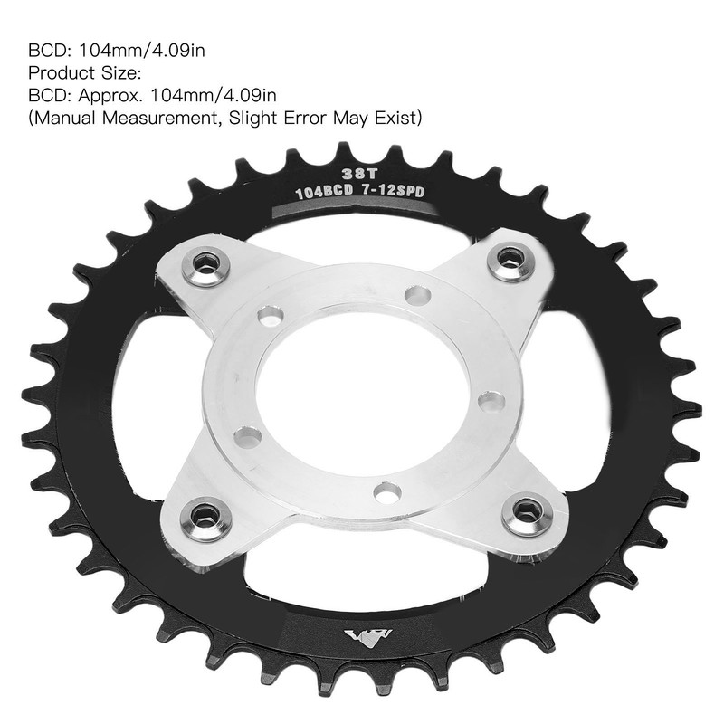 104BCD Electric Bike Chainring and Adapter 38T Aluminum Alloy CNC